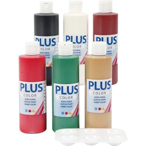 Plus Color Acrylverf - Verf - Set van 6x250 ml - Kerstkleuren