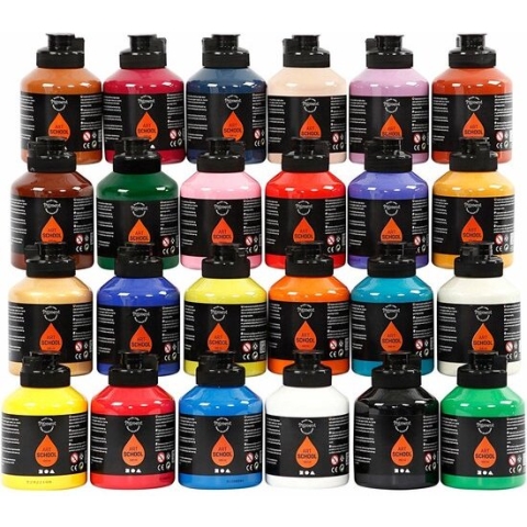 Acrylverf - Semi Glanzend - Diverse Kleuren - Pigment Art School - 24x500 ml