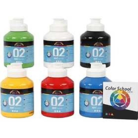 Acrylverf - Primair Kleuren - Matt - A-color - 6x500ml