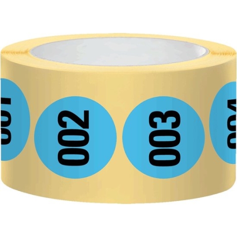 Genummerde stickers op rol - zelfklevend papier - 25 mm - 500 stuks Blauw