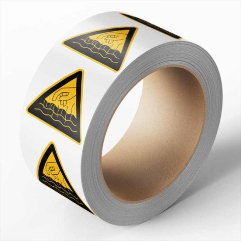Hete vloeistoffen sticker op rol, 25 meter 50 mm - 475 per rol