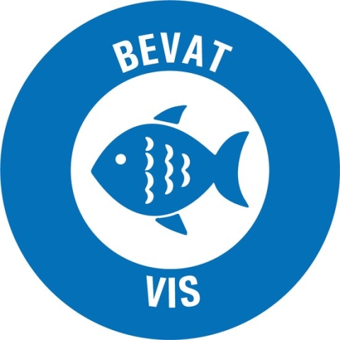 Bevat vis allergenen sticker op rol 40 mm - 580 per rol