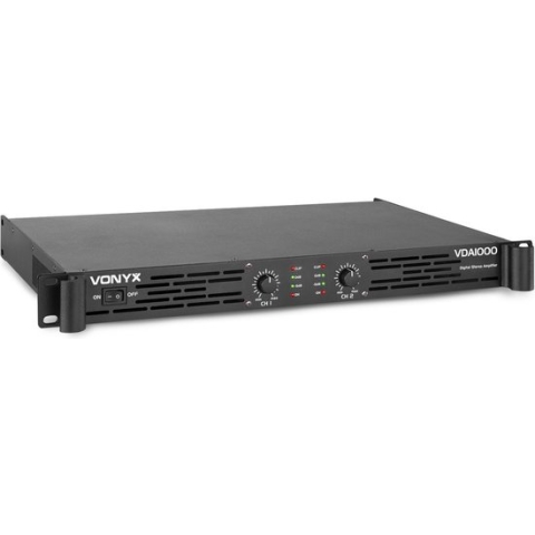 Versterker - Vonyx VDA1000 stereo versterker 2x 500W - Klasse-D - 1000W - Zwart