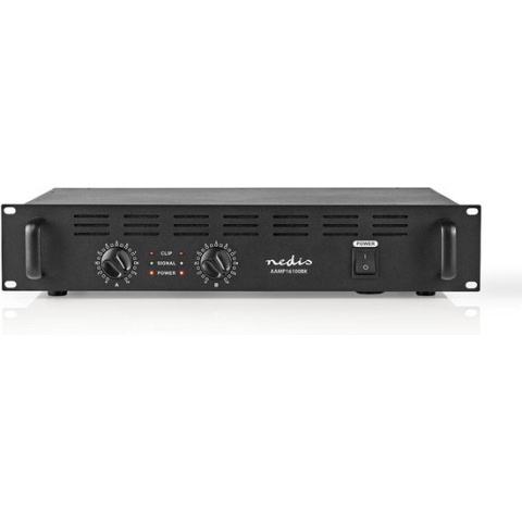 Nedis PA-Versterker - RMS Output: 2x 40 W @ 8 Ohm / 2x 60 W @ 4 Ohm - 2 Kanalen - 19 "rack-montage - Metaal - Zwart