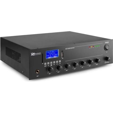 100V versterker - Power Dynamics PPA30 - 100V versterker 30W met Bluetooth en mp3 speler - Ideaal voor kleine geluids- en omroepinstallaties