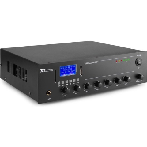 100V versterker - Power Dynamics PPA50 - 100V versterker 50W met Bluetooth en mp3 speler - Ideaal voor kleine geluids- en omroepinstallaties