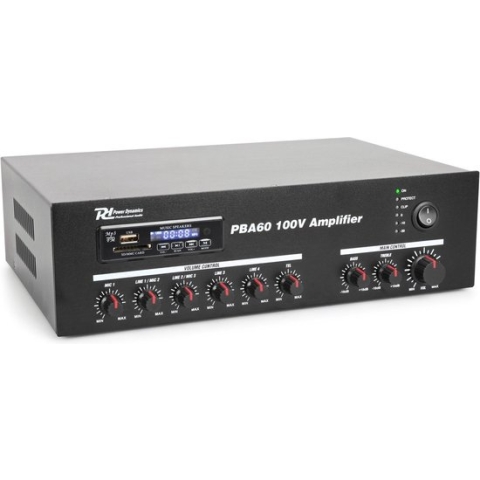 PBA60 100V versterker 60W van Power Dynamics met Bluetooth, Radio & USB SD speler