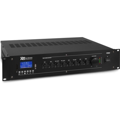 Versterker 100V - Power Dynamics PRM60 100V versterker met Bluetooth en mp3 speler - 60W