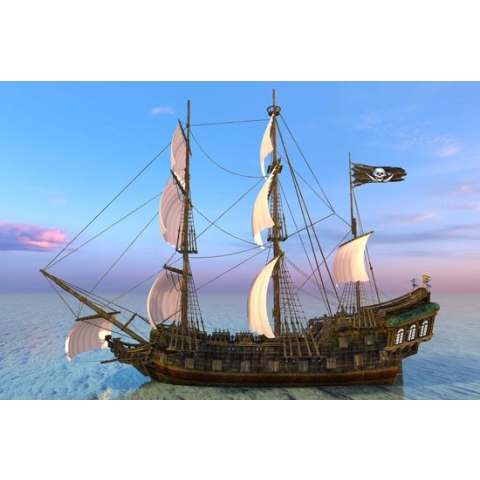 100% Nederlandse Productie! │ Diamond Painting │ Piraten Schip 02 │ Formaat 90 x 60 cm │ Diamond Painting Pakket Volwassen │ Volledige bedekking │ Vierkant │ Full │ Flitzz Diamond Painting