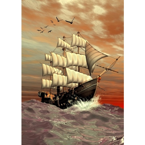 100% Nederlandse Productie! │ Diamond Painting │ Zeilboot 2 │ Formaat 80 x 120 cm │ Diamond Painting Pakket Volwassenen │ Volledige bedekking │ Full │ Flitzz Diamond Painting