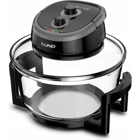 LUND Professional heteluchtoven 12 + 5L zwart grijs - Halogeen oven - Convectie oven - air fryer extensie ring 1400W - Inclusief 9-delige accessoires set