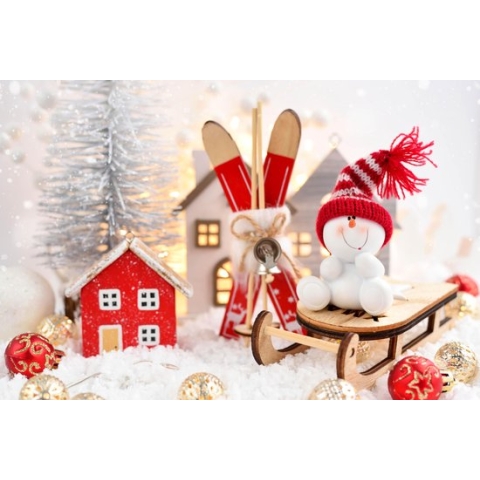 100% Nederlandse Productie! │ Diamond Painting │ Sneeuwman op Slee Kerst │ Formaat 120 x 80 cm │ Diamond Painting Pakket Volwassen │ Volledige bedekking │ Vierkant │ Full │ Flitzz Diamond Painting