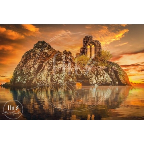100% Nederlandse Productie! │ Diamond Painting │ Avondrood Rots in Zee │ Formaat 60 x 40 cm │ Diamond Painting Pakket Volwassen │ Volledige bedekking │ Vierkant │ Full │ Flitzz Diamond Painting