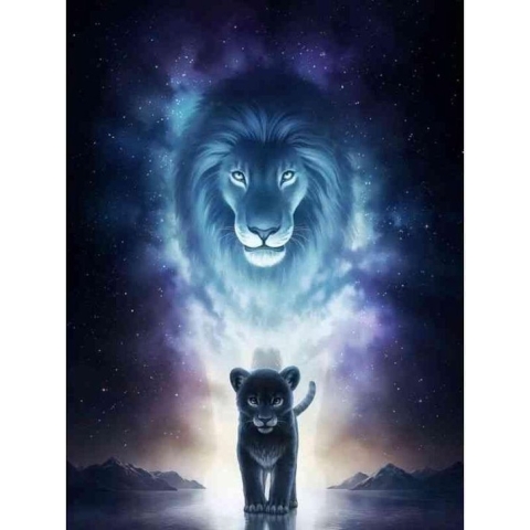 Diamond painting - Sterke welp - Geproduceerd in Nederland - 60 x 90 cm - dibond materiaal - vierkante steentjes - Binnen 2-3 werkdagen in huis