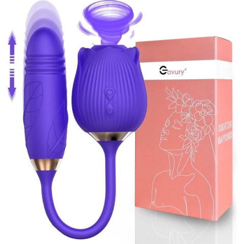 GAVURY PURPLE PRIME VIBRATOR – Mannen en Vrouwen -  Zuigt en Stotend – 10 Vibratie Standen – Paarse Siliconen Luchtdrukvibrator - Clitoris Stimulator – Intense Sex Orgasme – Thrusting Dildo – Suction Seksspeeltjes – G-spot – Zuigvibrator