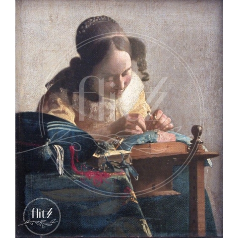 100% Nederlandse Productie! │ Diamond Painting │ Kantwerkster van Johannes Vermeer│ Formaat 50 x 60 cm │ Diamond Painting Pakket Volwassen │ Volledige bedekking │ Vierkant │ Full │ Flitzz Diamond Painting