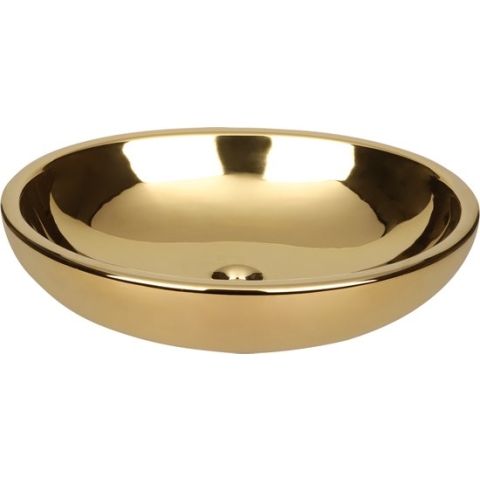 Differnz Dias Waskom - Wasbak Keramiek Goud - Fonteinbak Ovaal - 50 x 38 x 14 cm
