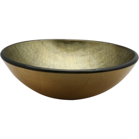 Saniclass Pesca Limone waskom – Ø42x14,5 cm – Gehard glas – Goud groen