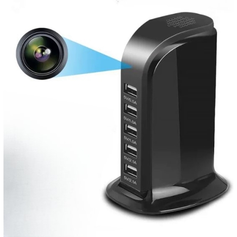 Nannycam UH5 - Spionage Camera - Met Wifi En App - USB hub Met 5 Poorten - Verborgen Camera - USB oplader -Spycam - Gratis 32 GB Geheugenkaart - FULL HD 1080P