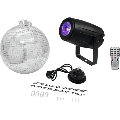 EUROLITE Discobal - Spiegelbol - Discobol 30cm with motor + LED PST-5 QCL Spot bk