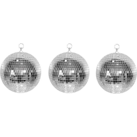 3x Disco spiegel bal zilver 20 cm