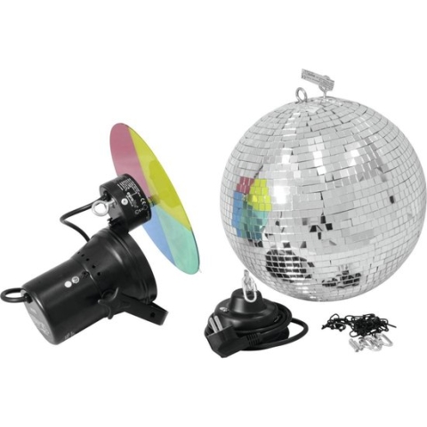 EUROLITE Discobal set  met motor en pin spot - Spiegelbol - Discobol 30cm