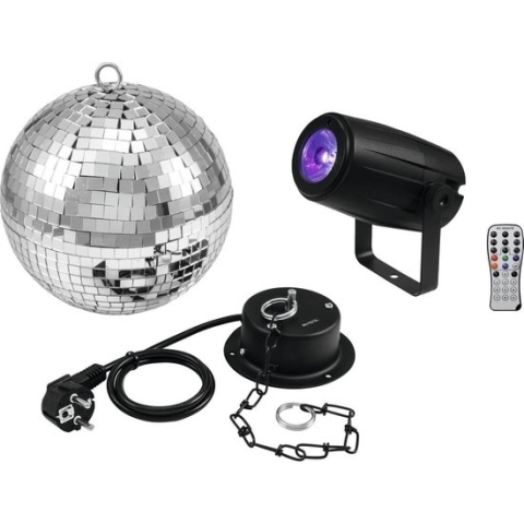EUROLITE Discobal - Spiegelbol - Discobol 20cm with motor + LED PST-5 QCL Spot bk