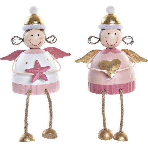 Kerstversiering DKD Home Decor Metaal Fee (9 x 6,5 x 11 cm) (2 Stuks)