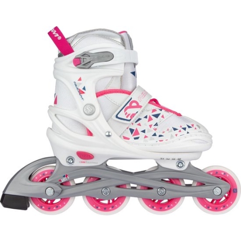Nijdam Inline Skates Verstelbaar - White Wedge - Wit/Fuchsia - 29-32