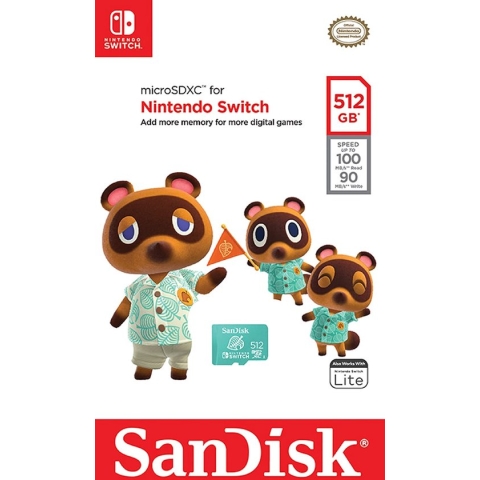 SanDisk - microSDXC UHS-I Memory Card 512 GB Animal Crossing Leaf voor Nintendo Switch, Switch Lite en Switch OLED