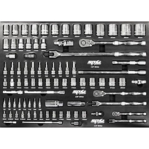 SP Tools - Doppenset in EVA Foam (M) - Chrome Ratels - 6-Kant - Levenslange Garantie