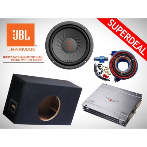 800W JBL Subwoofer + MDF Kist + Versterker + Kabelset