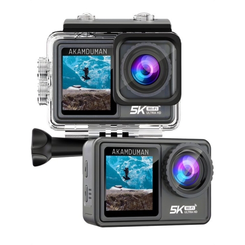 Akamduman® Action Camera 5K 48mp 60fps - Actie camera - Gopro - Vlog camera - Dashcam - Onderwatercamera Wifi camera - Inclusief SD kaart en Accessoires