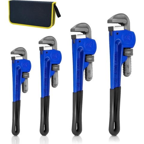 Zwaar uitgevoerde waterpomptangenset warmtebehandeld verstelbaar 8", 12", 12", 14" zachte handgreep met opbergkoffer (blauw)