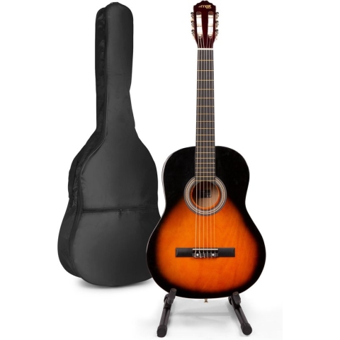 Akoestische gitaar voor beginners - MAX SoloArt klassieke gitaar / Spaanse gitaar met o.a. 39'' gitaar, gitaar standaard, gitaartas, gitaar stemapparaat en extra accessoires - Sunburst