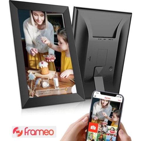 Qumax Digitale Fotolijst met Frameo app - Wifi Fotolijst horizontaal en verticaal - 10 inch Digitale Fotokader - Touch Screen - HD+