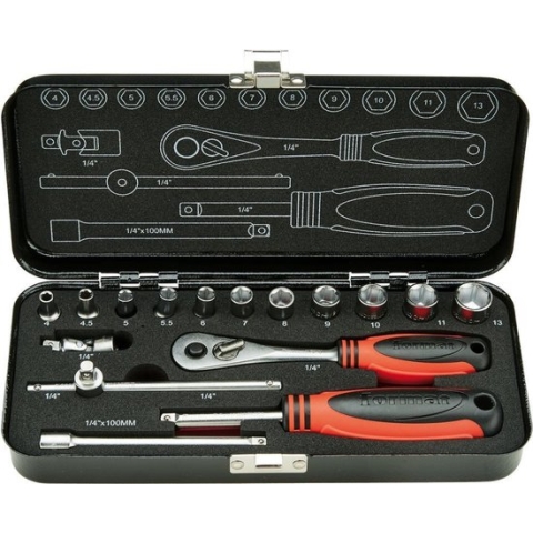 "Dopsleutelset CV-staal 1/4"" 16-delig FORMAT"