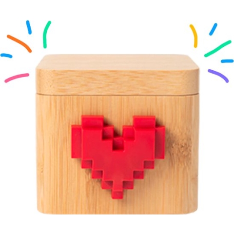 Lovebox  Kleur & Foto - Gepersonaliseerd cadeau - Beukenhouten box met een Pixel hart