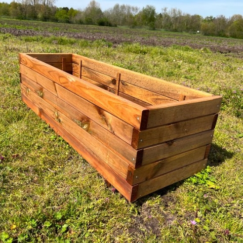 Plantenbak van hout 120x40x35 cm - Rechthoekige bloembak - Natuural