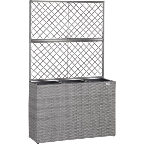 Casaria Polyrattan Bloembak – 3 Bakken Klimophek - Grijs