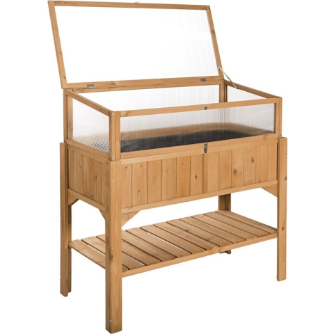 tectake - Hoge plantenbak met opzet - kweekbak - bruin-403251