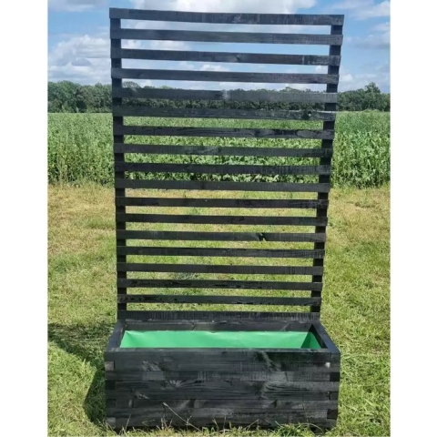 AMISHOUT Plantenbak van balkjes met klimrek 100x40x40(180) cm - Zwart