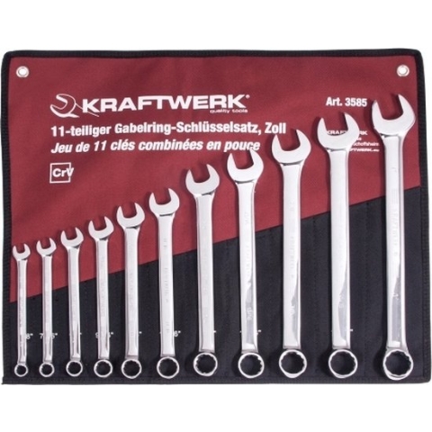 Kraftwerk - Steek-/ringsleutelset inch 11-delig