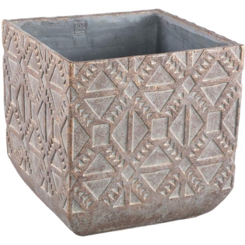 PTMD Jenah Bloempot - 40 x 40 x 40 cm - Cement - Bruin