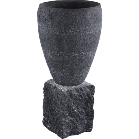 PTMD Mailey Decoratieve Pot - 38 x 38 x 77 cm - Cement - Zwart