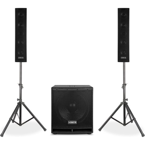 Vonyx VX880BT actieve Bluetooth geluidsinstallatie met subwoofer, tops, statieven, microfo
