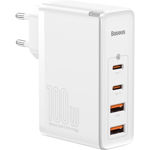 Baseus GaN2 100W Snellader met Power Delivery en Quick Charge Wit