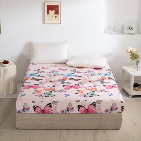 Hoeslaken 90 x 200 cm vlinderpatroon hoeslaken zacht microvezel boxspring laken geschikt voor matrassen van 30 cm