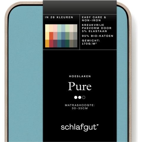 schlafgut Pure Bio Katoen Jersey Hoeslaken XL - 180x200 - 200x220 467 Petrol Mid
