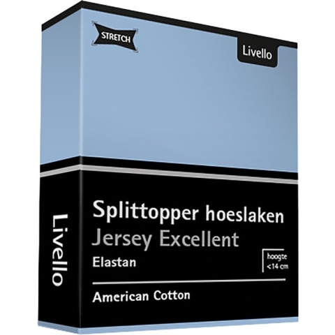 Hoeslaken Splittopper Jersey Excellent Light Blue 140x200 - 140/160 x 200/220